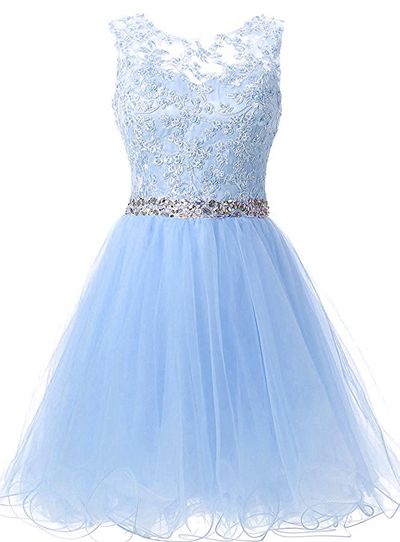 Prom Dress Elegant, Elegant Homecoming Dresses, Light Blue Prom Dress, Dama Dresses, Cute Homecoming Dresses, Crystal Lace, Tulle Homecoming Dress, Blue Tulle, Short Homecoming Dress