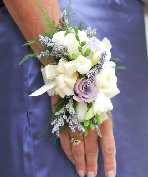 White and Lavender Wrist Corsages columbus ohio florists newark OH