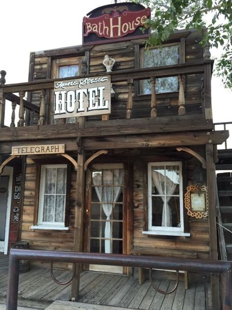 Along Mane Street you'll find many of the original buildings, like this old hotel, that were all part of the movie set that was created in 1946. Pioneer Town, Old Western Towns, Old Hotel, California Attractions, Old West Town, Western Saloon, Travel California, West Town, Western Town