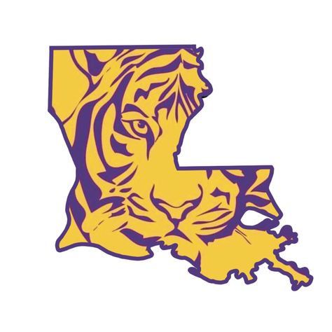 Lsu Svg Free, Lsu Clipart, Lsu Tattoo, Lsu Svg, Lsu Art, Lsu Aesthetic, Lsu Tigers Art, Football Tshirt Designs, Lsu Logo