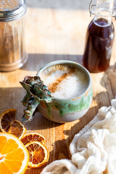 This Homemade Winter Spice Syrup is the perfect way to make spiced lattes at home! This healthier homemade coffee syrup is refined sugar-free and sweetened with maple syrup. Homemade Coffee Syrup, Lattes At Home, Coffee Syrups, Gingerbread Syrup, Vegan Pumpkin Spice, Spice Coffee, Homemade Syrup, Pumpkin Chai, Pumpkin Spice Syrup