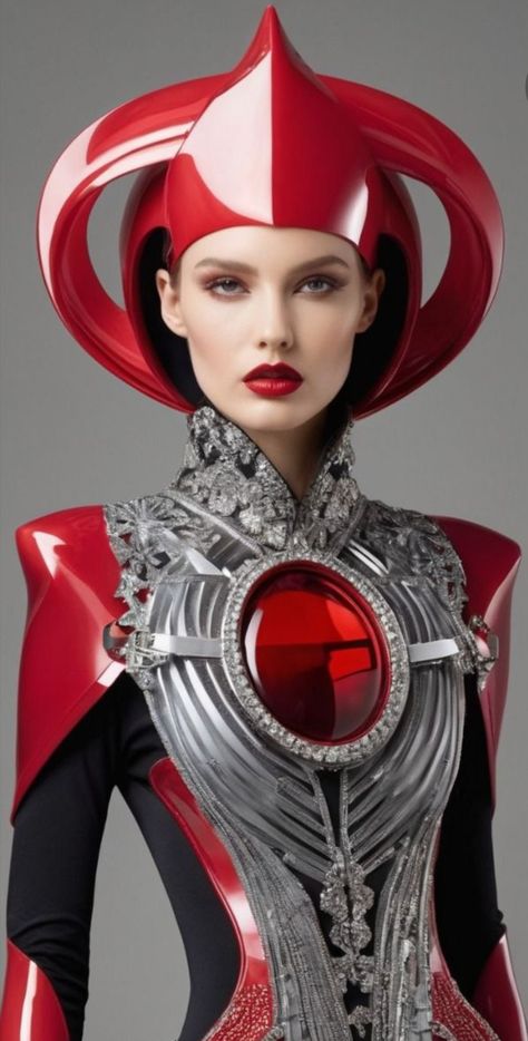 Sci Fi Fashion Women, Octoberfest Costume, Empire Fashion, Fashion Show Makeup, Splendid Dress, Extreme Fashion, Sci Fi Fashion, Geometric Fashion, Red Carpet Outfits