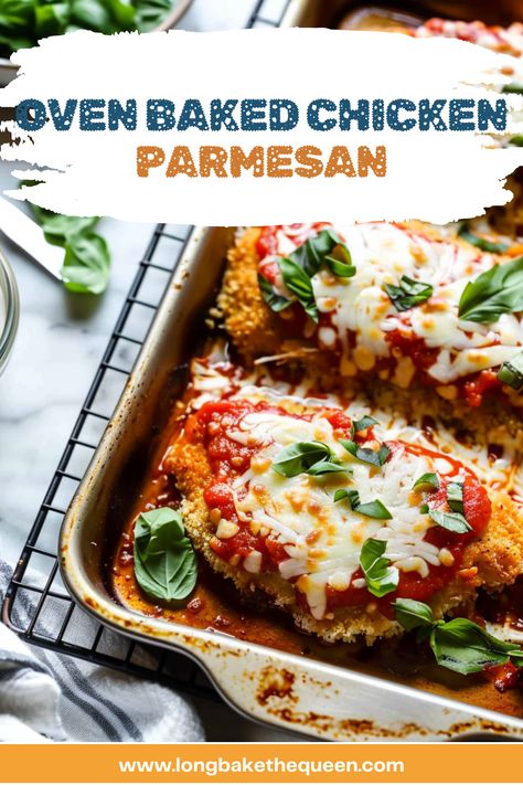 Make Ahead Chicken Parmesan, Oven Baked Dinners, Chicken Parmesan Recipe Oven, Baked Chicken Parmesan Recipe, Oven Baked Chicken Parmesan, 2023 Recipes, Chicken Parmesan Recipe, Marinara Sauce Recipe, Italian Comfort Food