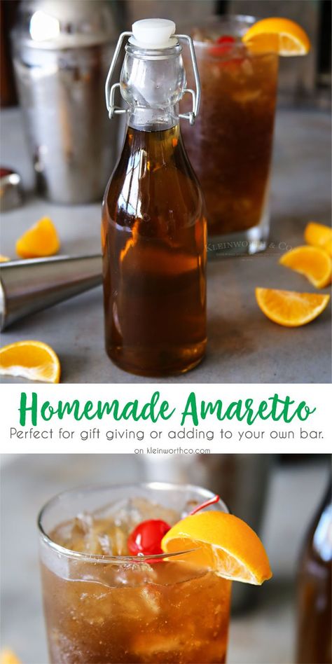 Infused Liquor Recipes Holidays, Almond Liquor Recipes, Amaretto Recipes Homemade, How To Make Amaretto, Homemade Alcoholic Christmas Gifts, Homemade Kaluha Recipes, Homemade Grand Marnier Recipe, Kaluha Recipes, Amaretto Recipes