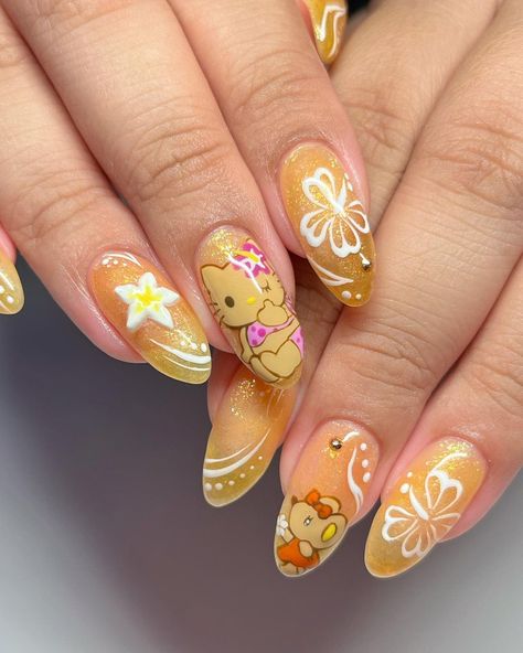 Fruitiger Aero Nails, Keywest Kitten, Hello Kitty Summer, No Ordinary Girl, Trending Nails, Summery Nails, Hello Kitty Nails, Pretty Gel Nails, Really Cute Nails