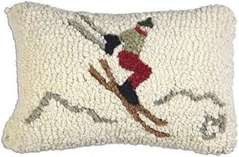 Hand Hooked Pillows, Ski Jumper, Winter Pillows, Hooked Pillow, Pillow Crafts, Hooked Wool, Wool Throw Pillows, Wool Pillow, Wool Throw