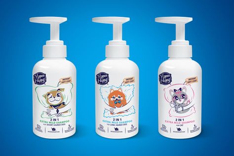 Shampoo Packaging Design, Pets And Owners, Shampoo Packaging, Shampoo Design, Pet Spray, Brand Character, Pet Businesses, Pet Shampoo, Kids Food