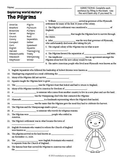 Free Printable The Pilgrims History Worksheet History Lessons For Kids, Geography Worksheets, Word Family Worksheets, Family Worksheet, History Worksheets, 6th Grade Social Studies, World History Lessons, Homeschool Social Studies, Social Studies Worksheets