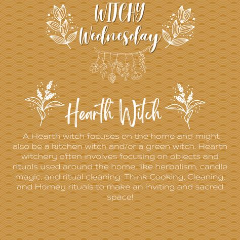 It's Witchy Wednesday! We are celebrating the Hearth Witches, who like the kitchen witches use a lot of home remedies. But you guys aren't just about cooking, no what the "hearth" really means is the home, which is anything inside your walls! Cleaning, gardening, using aromatherapy are all things Hearth witches love and cherish. Thanks for making home feel like home! Home And Hearth Witch, Hearth And Home Witchcraft, Hearth Witch Aesthetic, Hearth Witchcraft, Hearth Magic, Witch Types, Witchy Wednesday, Hellenic Polytheism, Witch Music