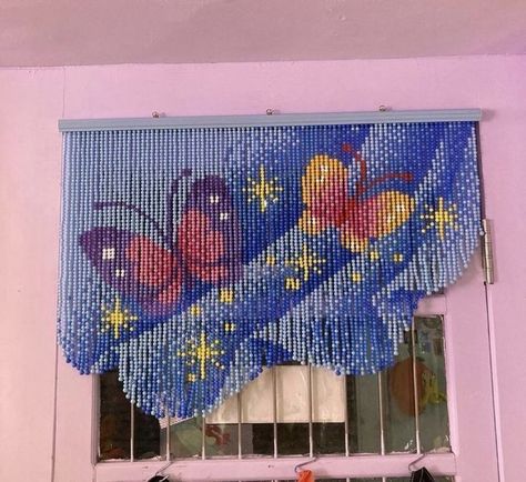 Beaded Curtain Pattern, Goodwill Crafts, Beaded Curtains Diy, Y2k Home Decor, Maximal Minimalism, Bead Curtain, Beaded Curtain, Room Deco, Beaded Curtains