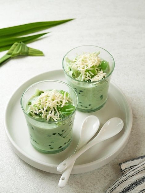 Buko pandan a dessert from philippines m... | Premium Photo #Freepik #photo #dairy #glass-milk #fresh-milk #dairy-milk Buko Pandan Salad, Buko Pandan, Food Catalog, Central Visayas, Filipino Food Dessert, Iced Drinks Recipes, Coconut Drinks, Coconut Desserts, Coconut Smoothie