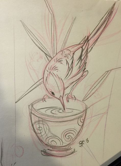 Tea Cup And Bird Tattoo, Japanese Bird Drawing, Japanese Tea Cup Tattoo, Japanese Bird Art, Small Japanese Tattoo, Teacup Tattoo, Cup Tattoo, Japanese Bird, Japan Painting