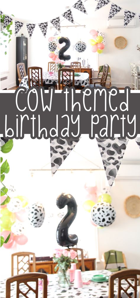 Cow Party Decorations Cow Themed Birthday Party Food, Cow Birthday Party Ideas, Cow Print Party Ideas, Cow Party Decorations, Diy Birthday Party Games, Cow Print Party, Cow Print Birthday, Cow Birthday Party, Birthday Cow