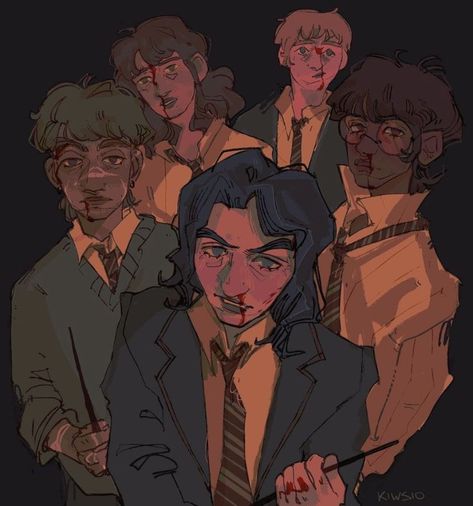 My Chemical Romance Band, Marauders Art, Marauders Wolfstar, Marauders Fanart, Marauders Fan Art, Marauders Harry Potter, Band Au, Hp Marauders, All The Young Dudes