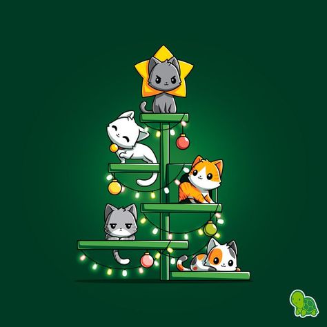 Christmas Tree Funny, Tree For Christmas, Halloween Wallpaper Cute, Kitty Christmas, Christmas Arts And Crafts, Meowy Christmas, Ghibli Art, Christmas Tree Design, Christmas Illustration