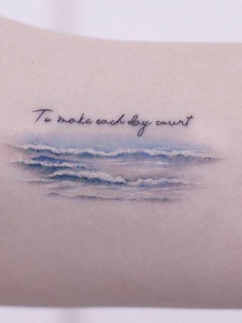 Beach Memorial Tattoo, Ocean Memorial Tattoo, Tattoo Waves Ocean, Ride The Wave Tattoo, Tattoo Seashell, Police Tattoos, Tattoo Waves, Scuba Tattoo, Water Tattoos