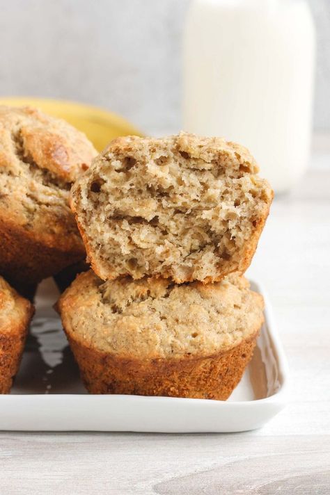 These gluten-free banana muffins are light, fluffy, and bursting with banana flavor. Easy to make and naturally sweetened too! Gluten Free Banana Bread Muffins, Clean Eating Muffins, Oat Flour Muffins, Banana Walnut Muffins, Dairy Free Muffins, Gluten Free Banana Muffins, Banana Nut Muffins, Banana Muffin Recipe, Banana Bread Muffins