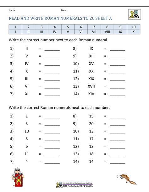 Roman Numerals Worksheet, Roman Numeral 1, Roman Numerals Chart, Mental Maths Worksheets, Math Practice Worksheets, Roman Numbers, Kids Math Worksheets, 1st Grade Worksheets, Number Worksheets