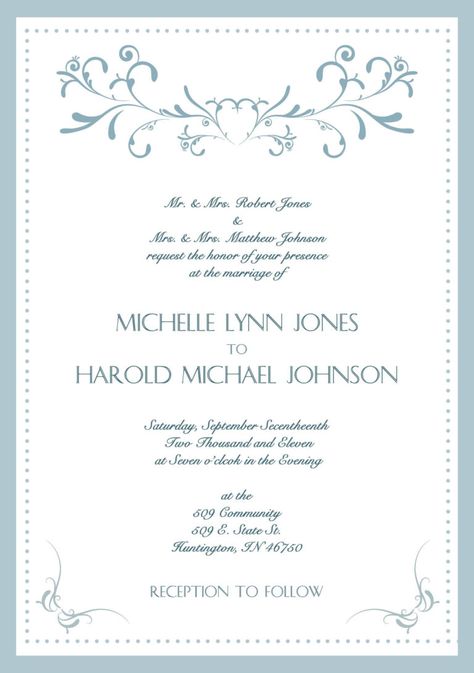 Christian Wedding Invitation Wording, Wedding Invitations Wording, Wedding Invitation Wording Formal, Reception Invitation Wording, Wedding Invitation Wording Templates, Wedding Invitations Examples, Dinner Template, Invitation Card Sample, Sample Wedding Invitation Wording