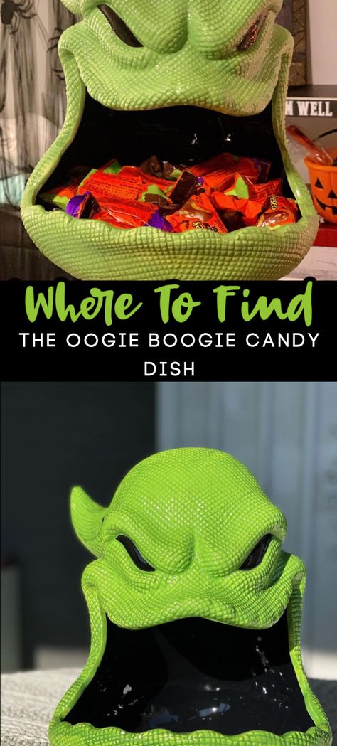 Where to find the Oogie Boogie candy dish. Oogie Boogie Candy Dish, Oogie Boogie Treats, Halloween Candy Dish Ideas, Oogie Boogie Party Decor, Oogie Boogie Halloween Decorations, Oogie Boogie Decor, Oogie Boogie Party Ideas, Diy Oogie Boogie Decoration, Oogie Boogie Trunk Or Treat