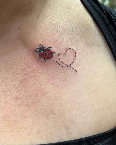 Collarbone Ladybird Tattoo, Ladybug Tattoos, Change Tattoo, Barcode Tattoo, Ladybug Tattoo, Black Line Tattoo, Lady Bug Tattoo, Clover Tattoos, Bug Tattoo