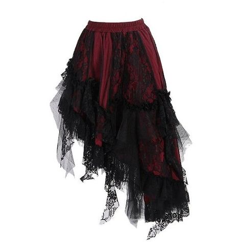 Red Lace Skirt, Red Floral Skirt, Gonna In Tulle, Gothic Skirt, Gothic Skirts, Gothic Clothes, Gothic Rock, فستان سهرة, Dot Skirt