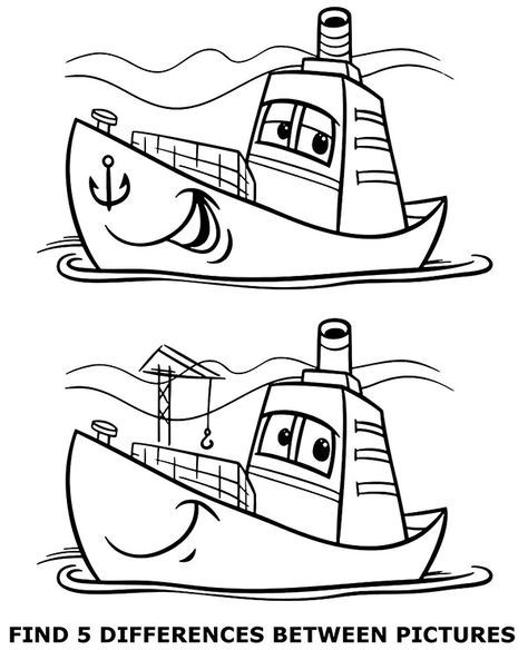 Find differences between two pictures with ships Find 5 Differences, Spot The Difference Kids, Spot The Difference Printable, Find The Difference Pictures, Visual Perceptual Activities, Toddler Printables, Letter B Worksheets, Dot To Dot Printables, Fun Worksheets For Kids