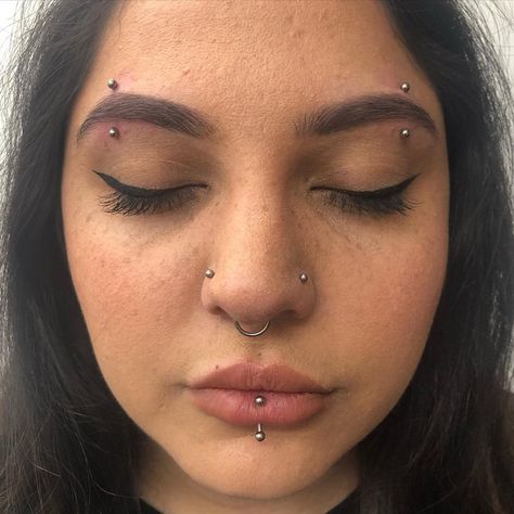 Jodie Stephens on Instagram: “How amazing does @demis__doodles look 💜😍 Today she proved she has balls of steel and not only had both eyebrows pierced but also her…” Eyebrow Piercing Both Sides, Central Eyebrow Piercing, Symmetrical Eyebrow Piercing, Paired Eyebrow Piercing, Eyebrow Piercing Scar, Two Eyebrow Piercing, Both Eyebrows Pierced, Middle Eyebrow Piercing, Dainty Eyebrow Piercing