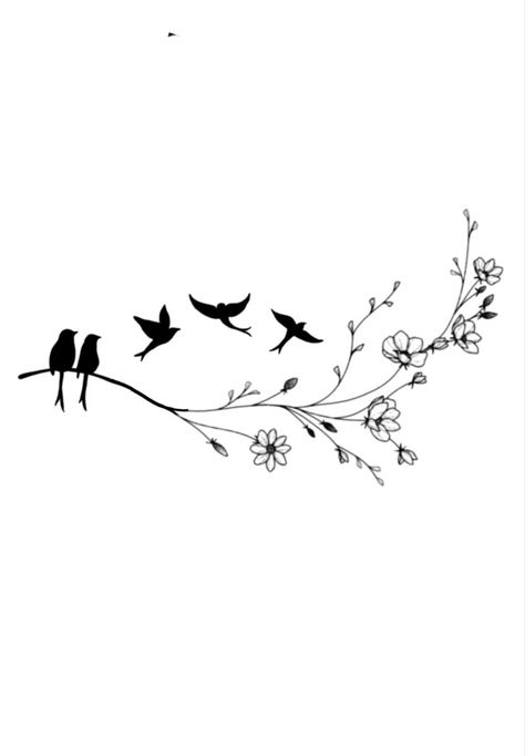 3 Miscarriages In A Row Tattoo, Birds On A Branch Tattoo, Bird Ankle Tattoo, Tattoos Representing Family, Three Birds Tattoo, Flower Vine Tattoos, Tree Branch Tattoo, Tiny Bird Tattoos, Bird Tattoos For Women