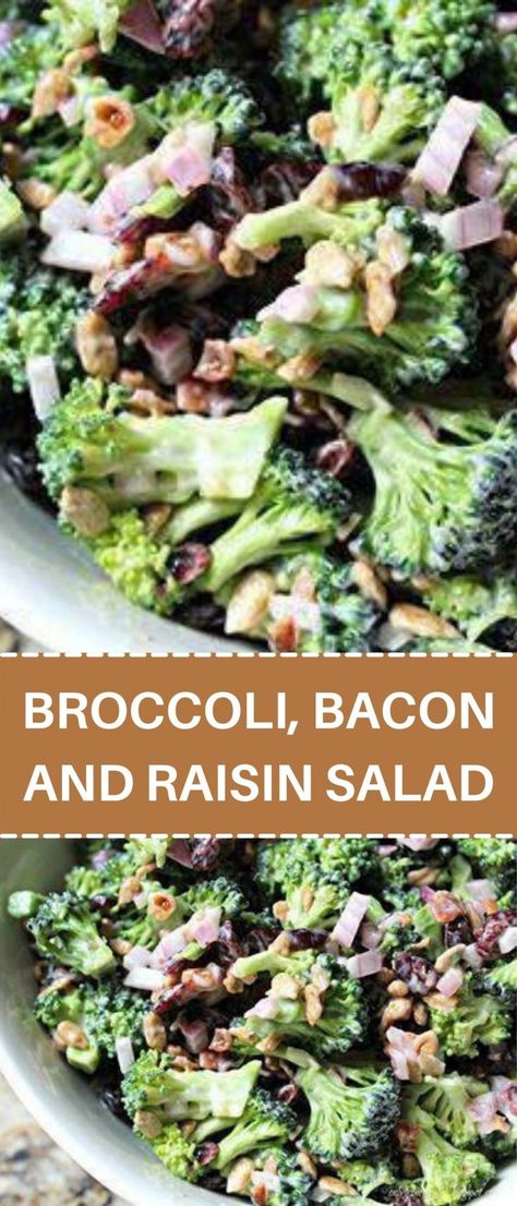 Broccoli Raisin Salad, Broccoli Salad With Raisins, Raisin Salad, Cookout Menu, Spring Salads, Feast Recipes, Easy Broccoli Salad, Recipe Broccoli, Broccoli Bacon