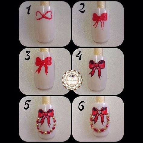 How To Draw Bows On Nails, Bow Nail Art Tutorial, How To Draw A Bow On Nails, Khajuri Hairstyle, Bow Nail Art Designs, Girly Coquette Aesthetic, Festive Holiday Nails, Bow Nail Designs, Aesthetic Bow