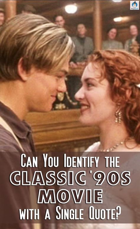 Calling all '90s kids! How well do you remember the movie classics of the decade? You've seen touching and funny flicks like Forrest Gump, gritty Pulp Fiction, fascinating American Beauty, totally kooky Clueless and all the rest so many times you could quote them in your sleep—so put your 1990's theater trivia to the test and find out how many movies you can identify from just one line. 90s Movie Quotes, Famous 90s Movies, Throwback Quotes, 90s Movies Quotes, Classic 90s Movies, Single Quote, Movie Trivia Questions, Movie Quizzes, Movie Classics