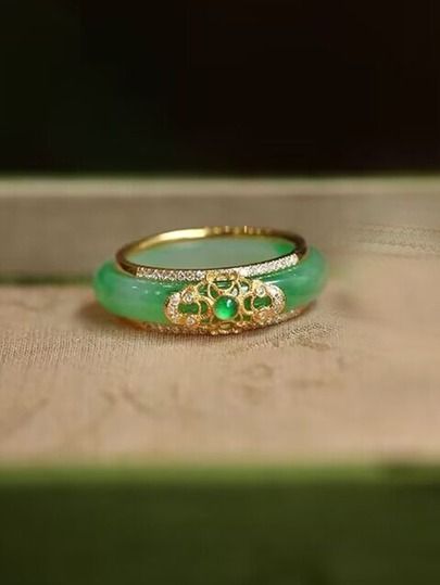 Stone Jewellery, Single Ring, Jade Ring, Jade Jewelry, Jade Stone, Green Jade, Flower Ring, Jade Green, Jewelry Designs