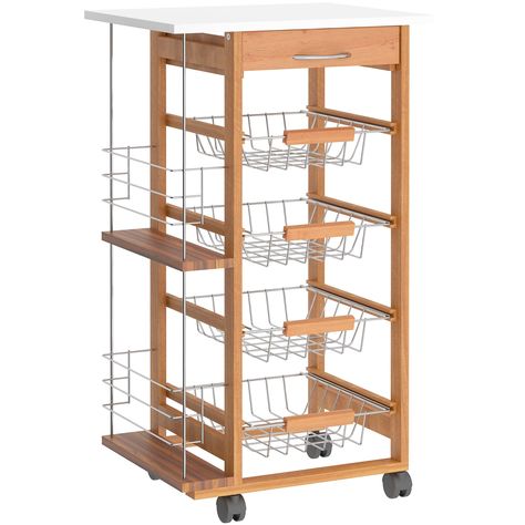 Kitchen Trolley Design, Kitchen Carts On Wheels, Kitchen Island Trolley, Rolling Kitchen Cart, Basket Drawers, Storing Vegetables, Kitchen Island On Wheels, Kitchen Storage Cart, Kitchen Trolley