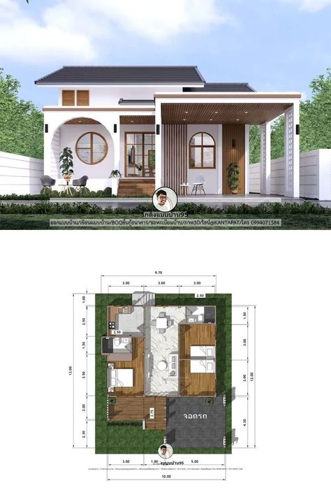 Sketching Harmony: Exterior Design for Unified Spaces Small House Blueprints, Small Modern House Plans, Homes Ideas, Small House Layout, Thai House, Building House Plans Designs, Casas The Sims 4, Sims House Plans, Architecture Model House