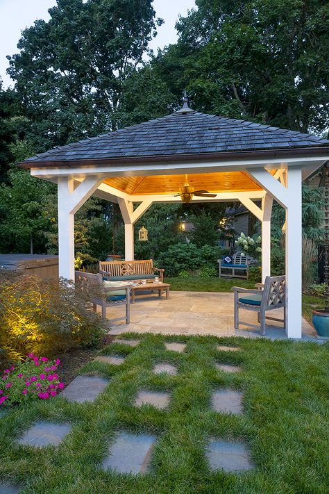 Evening Pool Pavilion - built by Gasper Gazebo Decorations, Pool Pavilion, Outdoor Gazebo, Beautiful Home Gardens, Restaurant Patio, Patio Pergola, Outdoor Pavilion, Pavilion Design, Building A Pergola