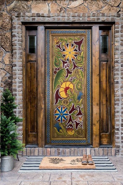 Farmhouse Entrance, Unique Front Doors, Moss Walls, Interior Exterior Doors, Gorgeous Doors, Door Entryway, Front Door Entrance, Cool Doors, Carved Doors