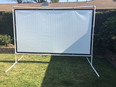 120" projector screen with PVC frame. Diy Outdoor Projector Screen Frame, Diy Projector Screen Outdoor, Home Projector Screen, Diy Projector Screen, Projector Screen Stand, Homemade Projector, Backyard Movie Screen, Diy Projection Screen, Projector Screen Diy