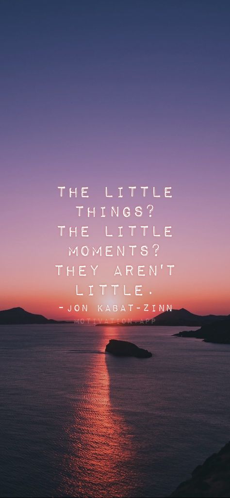 The little things? The little moments? They aren't little. -Jon Kabat-Zinn From the Motivation app: https://motivation.app/download Jon Kabat Zinn Quotes, Jon Kabat Zinn, Motivation App, Body Scanning, Mindfulness Meditation, The Little Things, Little Things, Meditation, Inspirational Quotes