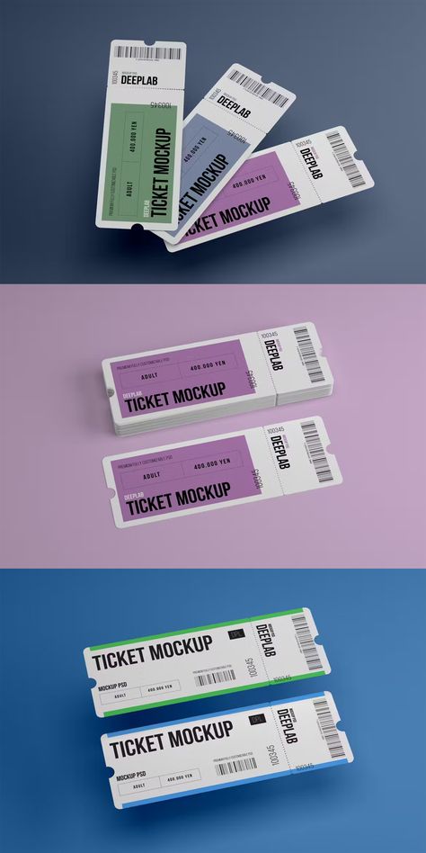 Event Ticket Mockup Set Museum Ticket Design, Eco Graffiti, Ticket Graphic Design, Festival Ticket Design, Ticket Design Ideas, Event Mockup, Event Ticket Design, Ticket Mockup, Ticket Design Template