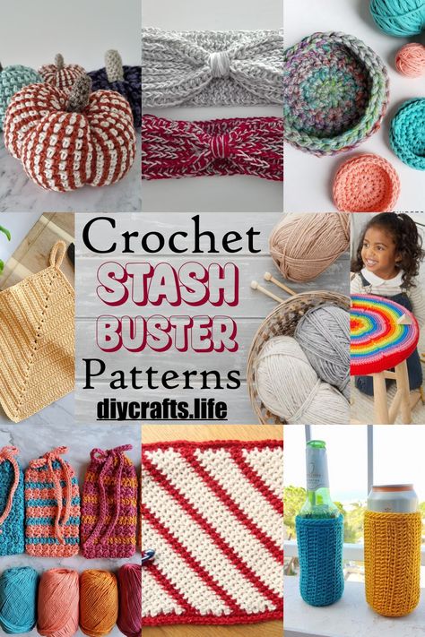 20 Crochet Stash Buster Patterns For Left Over Yarn - DIY Crafts Crochet Pattern Scrap Yarn, Stash Buster Crochet Blanket Pattern, Crochet Patterns Scrap Yarn, Small Scrap Yarn Crochet Projects, Crochet Patterns For Scrap Yarn, Stash Busting Crochet Patterns, Stashbuster Crochet Patterns, Yarn Scrap Projects Crochet, Stash Buster Crochet Projects