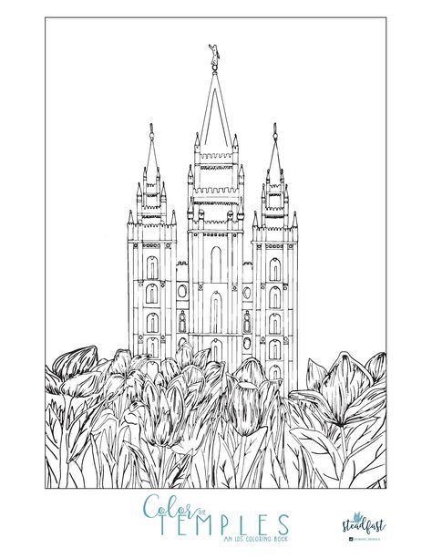 Salt Lake Temple Coloring Page Temple Coloring Page, Lds Coloring Pages, Lds Temple Pictures, Penguin Coloring Pages, Lds Printables, Relief Society Activities, Salt Lake Temple, Coloring Pages Inspirational, Temple Pictures