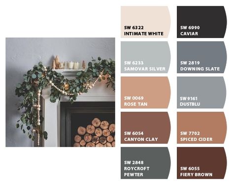 Sherwin Williams Spiced Cider, Spiced Cider Sherwin Williams, Hushed Auburn, Homestead Bathroom, Uncertain Gray, Front Door Shutters, Samovar Silver, Painting A House, Sherwin Williams Color Schemes