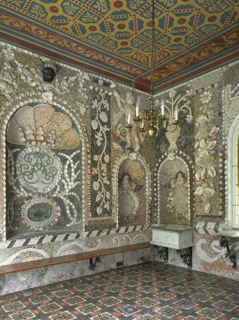 Shell Grotto, Nienoord (Netherlands) - interior garden dome, left corner view Piranesi Aesthetic, Garden Dome, Shell Grotto, Shell Furniture, Neutral House, Southern Gardens, Wooden Pavilion, Siren Core, Southern Garden