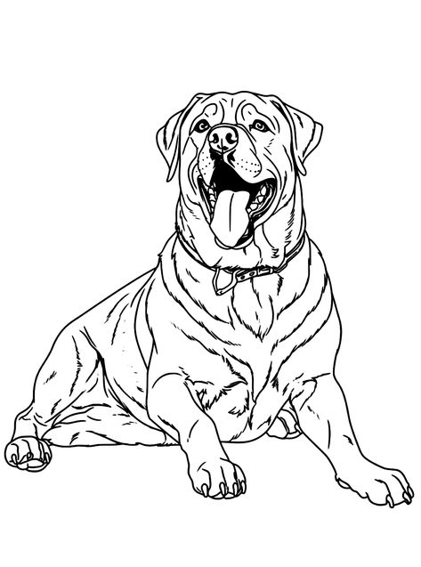 Rottweiler - Lol Coloring Pages Rottweiler Outline Drawing, Rottweiler Drawing, Tractor Coloring Pages, Lol Coloring Pages, Lol Coloring, Dog Outline, Rottweiler Puppy, Puppy Coloring Pages, Painting Templates