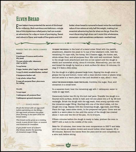 D&D Cookbook: Elven Bread Dungeons And Dragons Cookbook, Dnd Cookbook, Dungeons And Dragons Recipes, Elven Bread, Fantasy Cookbook, Wizard Ideas, Dragon Recipe, Dnd Food, Skyrim Food