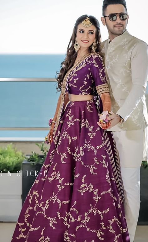 Grand Dholki / sangeet bride dress inspo ( designer is sabyasachi ) Purple Indian Dress, Sangeet Bride, Wedding Matching Outfits, Western Gowns, Sangeet Outfit, Red Bridal Dress, Indian Bride Outfits, Fancy Sarees Party Wear, Pakistani Dresses Casual