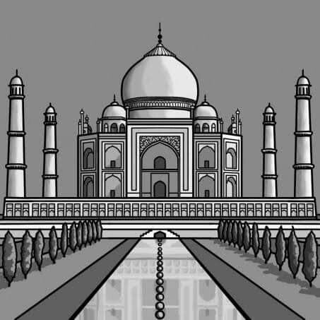 Taj Mahal Sketch, History Sketches, Taj Mahal Drawing, Tac Mahal, Elephant Painting Canvas, Arabian Decor, Architecture Drawing Sketchbooks, Ancient Indian Architecture, Perspective Drawing Architecture