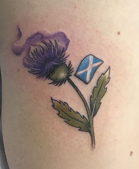 Scottish Thistle Tattoo Celtic Knot, Scottish Flag Tattoo, Bagpipe Tattoo, Scottish Tattoo Ideas, Scottish Tattoos For Women, Scotland Tattoo Ideas, Thistle Tattoos, Celtic Tattoo For Women, Coverup Ideas