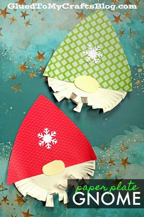 Paper Plate Gnomes - Christmas Kid Craft - Winter Kids Craft Idea - Bearded Gnome Christmas Gnome Craft, Thema Winter Im Kindergarten, Gnome Craft, Gnomes Christmas, Preschool Christmas Crafts, Kid Craft, Christmas School, Winter Crafts For Kids, Paper Plate Crafts